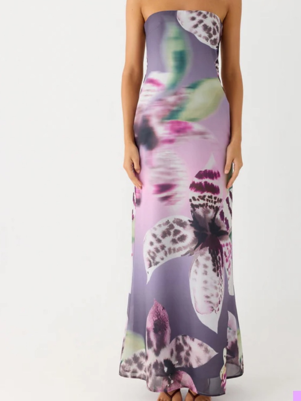 Strapless Darcy Maxi Skirt — Ombre Floral (Lilac/Purple)